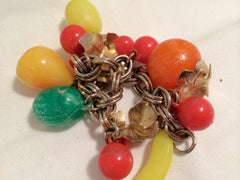 Fruit Salad Link Bracelet Whimsical Vintage Jewelry