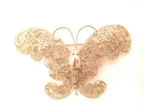 Figural Vintage Jewelry Whimsical Butterfly Bug Pin Brooch Sterling Silver