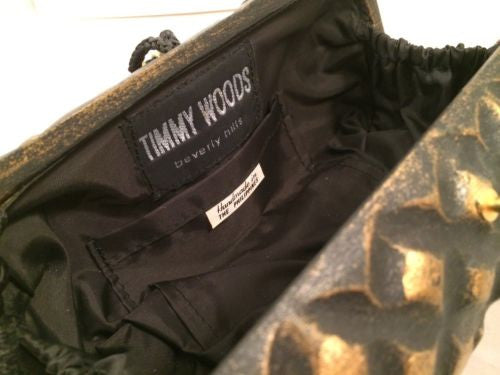 Timmy Woods of Beverly Hills Golden Blk Box Bag Crossbody Clutch Purse Handbag
