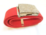 Sparkling Buckle Belt Adjustable Red Vintage Accessories