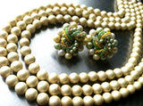 Vintage Pearls Set of Necklace and Clip Earrings Old Jewelry made in Japan