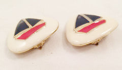 Nautical Sailboat Clip on Earrings Vintage Jewelry