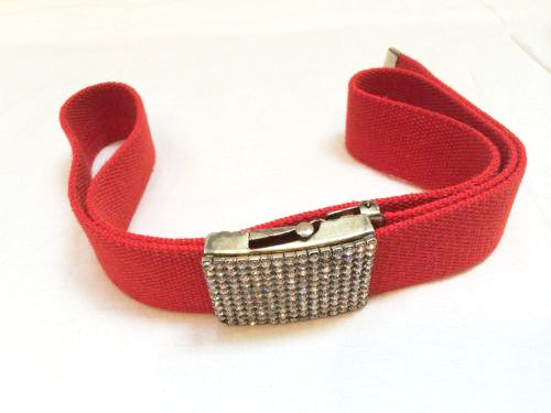 Sparkling Buckle Belt Adjustable Red Vintage Accessories