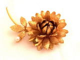 Hobe Pearl Floral Pin Brooch Vintage Costume Jewelry