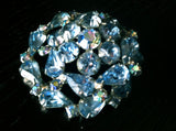 Weiss Blue Crystals Brooch Pin Vintage Jewelry