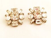 Faux Diamond Crystal Clip-on Earrings - Vintage Hollywood Glamour Jewelry