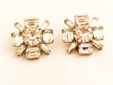 Faux Diamond Crystal Clip-on Earrings - Vintage Hollywood Glamour Jewelry