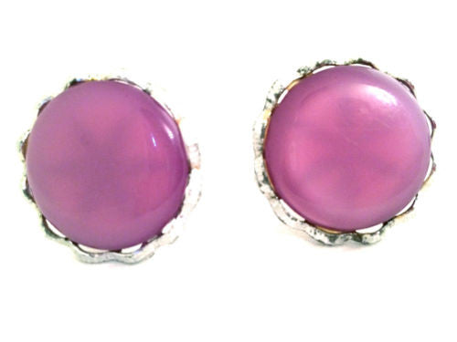Star Vintage Jewelry Purple Silver Clip on Earrings