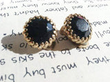 Black Golden Clip on Earrings Vintage Costume Jewelry Bijoux