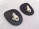 Silver Black Golden Clip on Earrings Vintage Plastic Jewelry