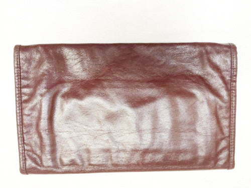 Clutch Tote Bag Burgundy Maroon Red Leather Vintage Accessories