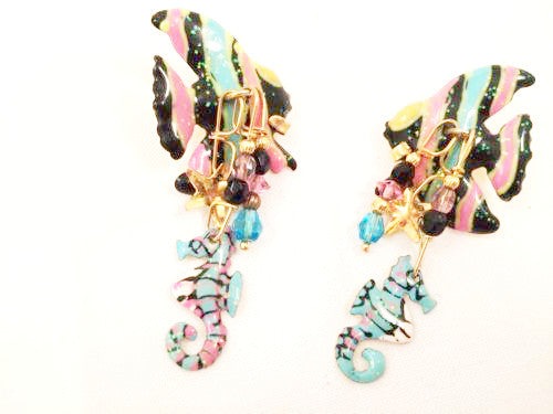LATR Lunch at the Ritz Angel Fish Earrings Whimsical Jewelry