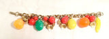 Fruit Salad Link Bracelet Whimsical Vintage Jewelry