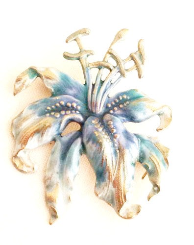 Floral Vintage Jewelry Tiger Lilly Flower Brooch Pin