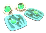 Retro Tin Green Earrings Costume Vintage Jewelry