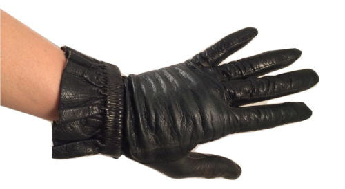 Black Leather Short Gloves Vintage Accessories