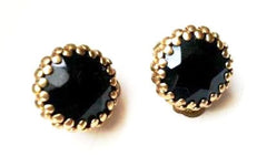 Black Golden Clip on Earrings Vintage Costume Jewelry Bijoux