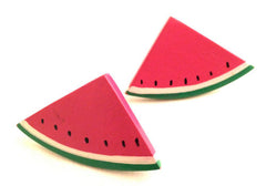 Vintage Watermelon Figural Earrings - Bright and Whimsical Statement Jewelry