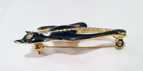 Black Cat Figural Pin Brooch Vintage Jewelry