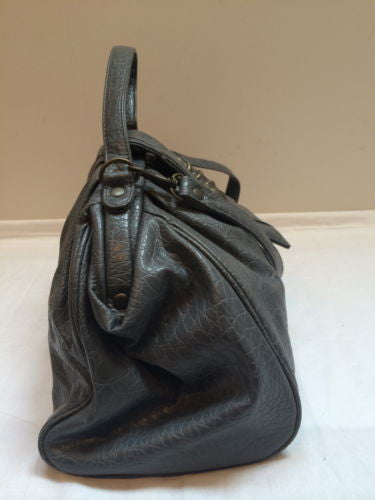 Rivage Vintage Bag Gray Faux Leather Snakeskin Satchel Handbag Shoulder Strap Crossbody