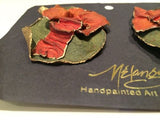 Melange Handpainted Art Jewelry Bold Runway Earrings Red Green Gold Artist Signed Vintage