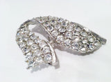 Ribbon Figural Rhinestones Pin Brooch Costume Vintage Jewelry