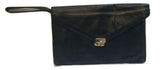 Black Leather Clutch Bag Purse Vintage Accessories