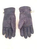 Vintage Aris Gloves Suede Leather Navy Blue Nylon Suede