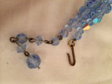 Blue Choker Necklace Crystal Glass Beaded Necklace Vintage Jewelry