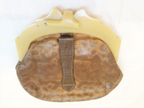 Genuine Snakeskin Leather Clutch Bag Vintage Accessories