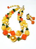 Plastic Vintage Jewelry Set 2 Necklace Earrings made in Germany