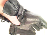 Black Leather Short Gloves Vintage Accessories