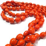 Orange Nature Seed Beads Long Necklace Handcrafted Jewelry