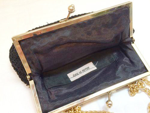 Black Velour Golden Frame Purse Italian Bag Vintage Accessories