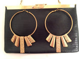 Large Hoop Earrings Hammered Golden Vintage Jewelry