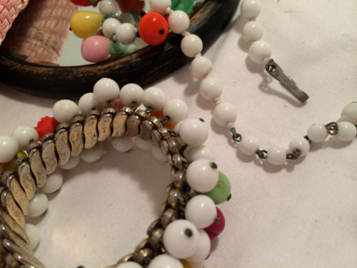 Set of 3 Fruit Salad Bracelet Earrings Necklace Parure Vintage Jewelry