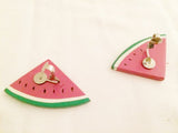 Vintage Watermelon Figural Earrings - Bright and Whimsical Statement Jewelry