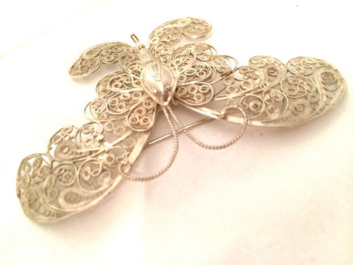 Figural Vintage Jewelry Whimsical Butterfly Bug Pin Brooch Sterling Silver