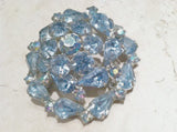 Weiss Blue Crystals Brooch Pin Vintage Jewelry