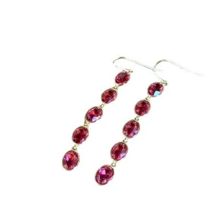 Swarovski Crystal Dangle Drop Earrings - Sparkly Bubble Gum Pink Jewelry