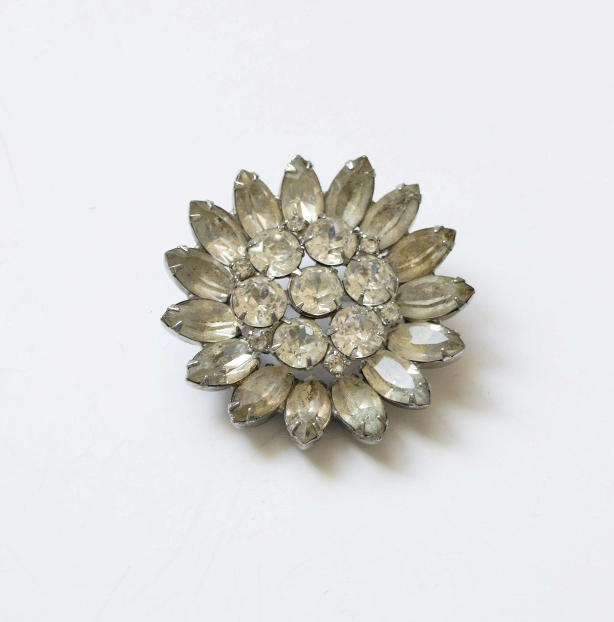 Weiss Diamond Floral Pin Brooch Vintage Jewelry