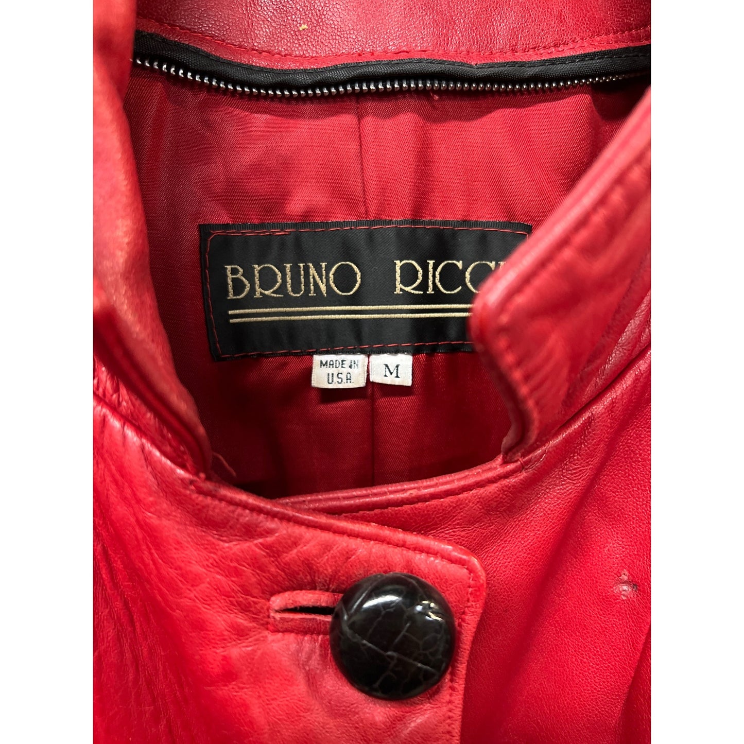 Bruno Ricci Leather Oversized Coat Red Full Jacket
