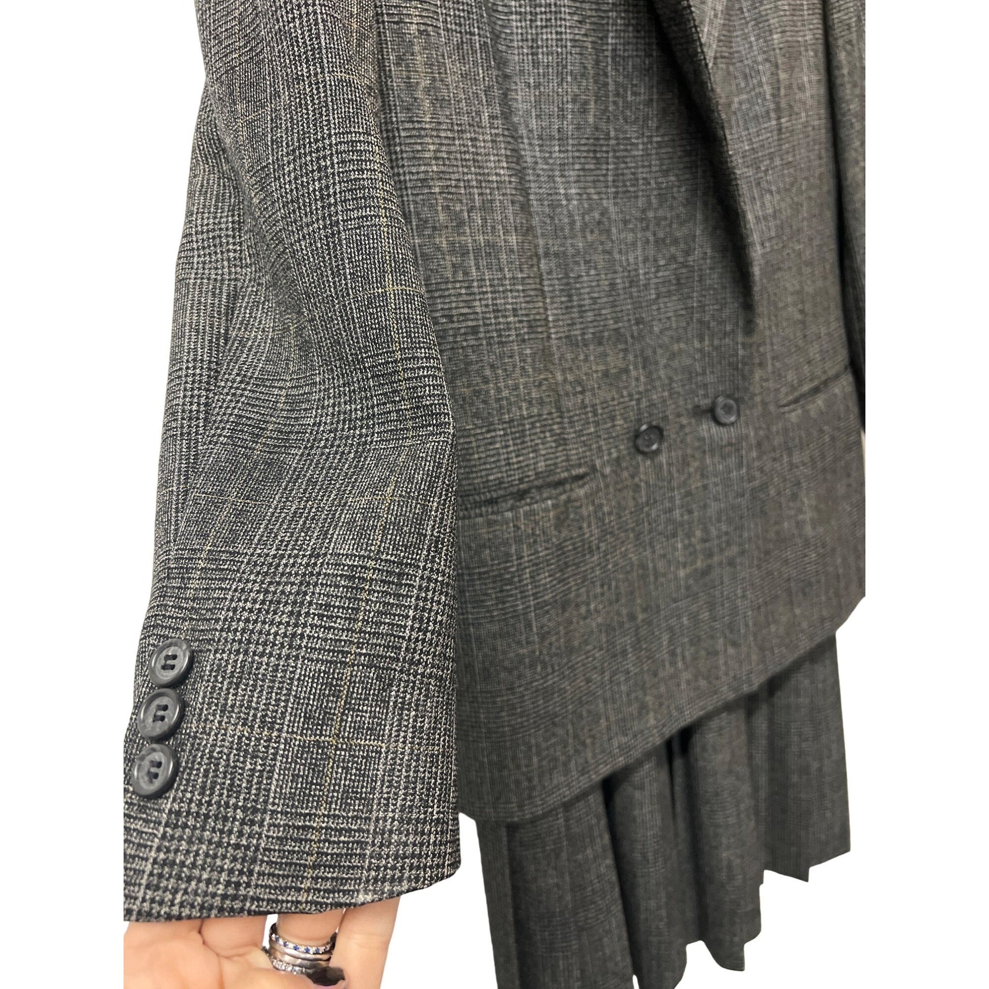 Vintage Huntington Two-piece set Suit Pleated Skirt Oversized Blazer Jacket