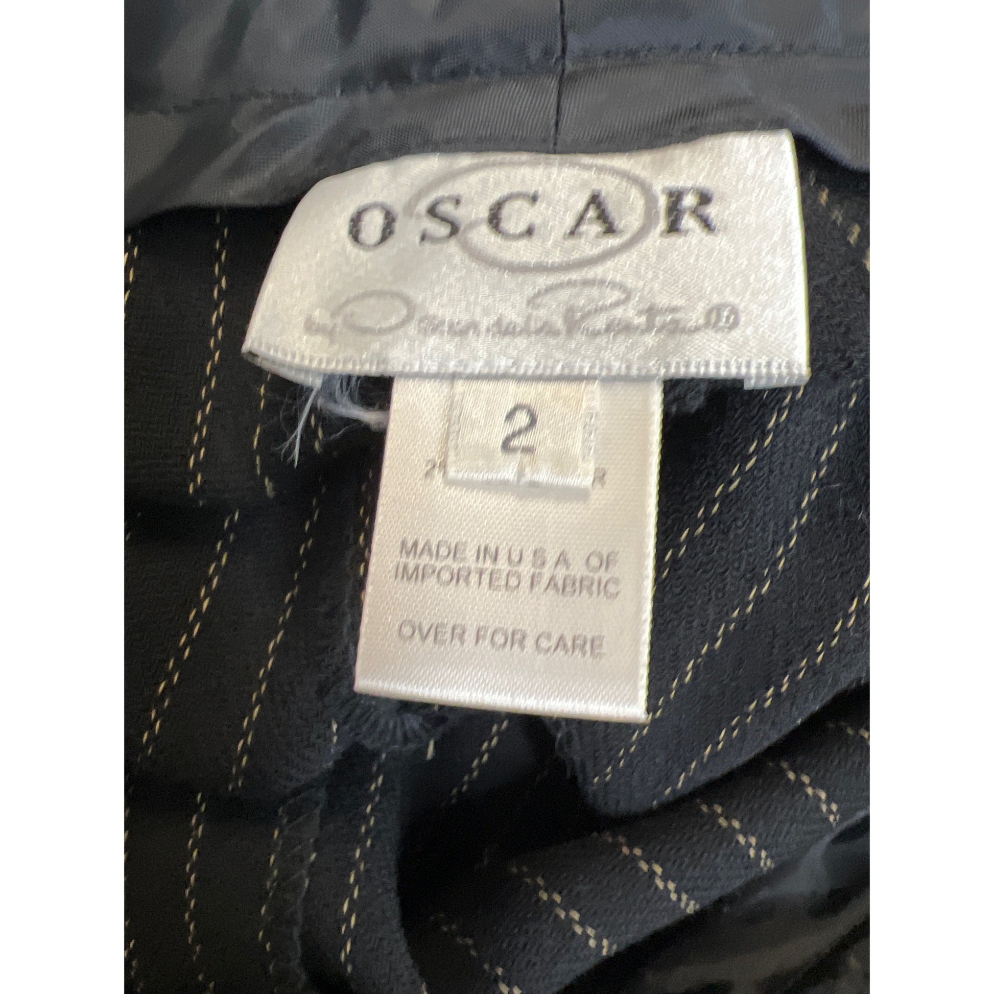 Oscar de la Renta Pinstripe Suit Black Beige Powerful Executive Size 2