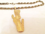 Western Cactus Pendant Necklace Vintage Necklace