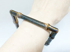 Handcrafted Square Bamboo Bangle - Vintage Minimalist Sustainable Accessory