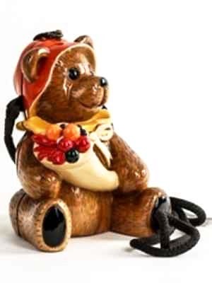 Timmy Woods Wooden Carved Handbag Couture Whimsical Harvest Brown Bear Red Hood