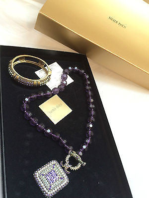 Heidi Daus Jewelry Set Necklace Bracelet Green Purple Crystals