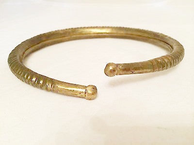 Set of 2 Brass Choker Necklace Bracelet Cuff Vintage Jewelry