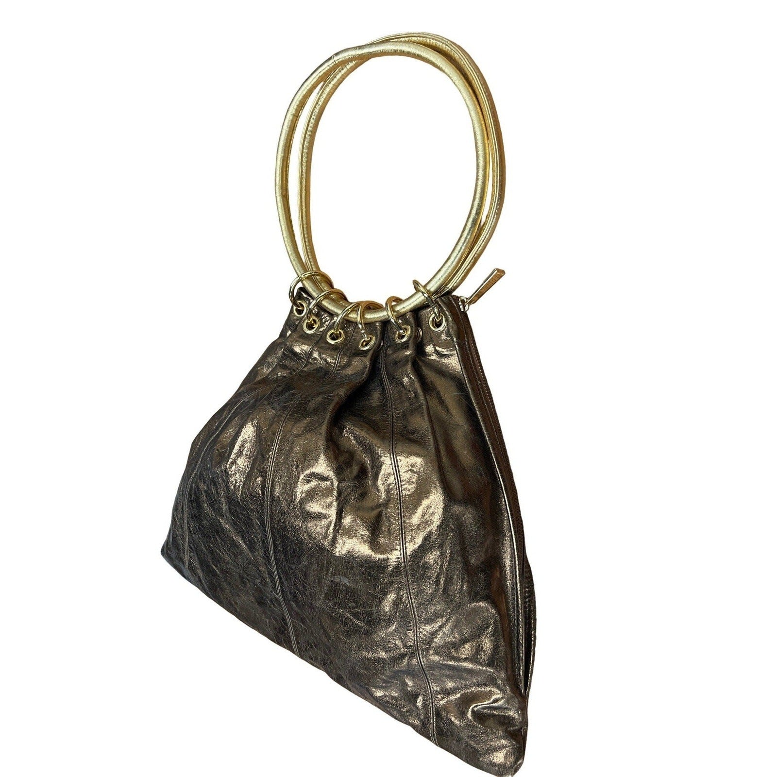 Trina Turk Gold Metallic Leather Handbag Shoulder Bag